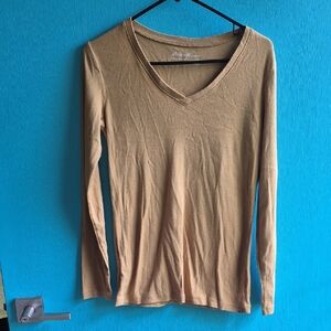 Mustard Yellow V-Neck Long Sleeve Top